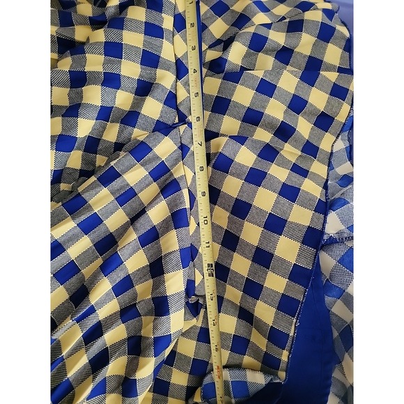 ASOS DESIGN pleated Chiffon Checkered Yellow & Blue Maxi skirt size 4 Coquette - Picture 9 of 9